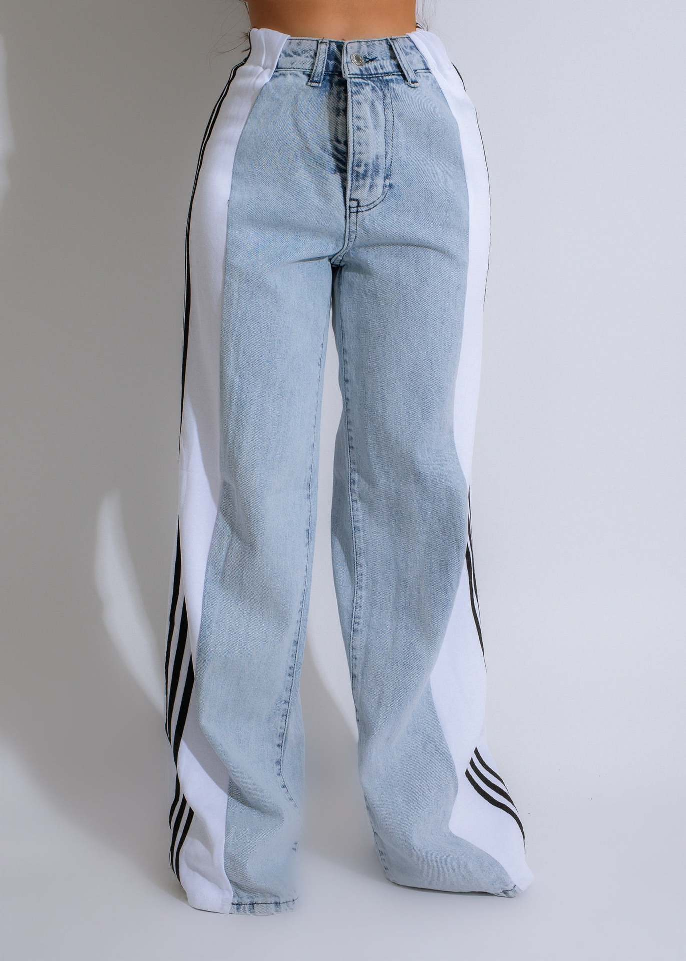 Hellblau Denim Weiß / XXL